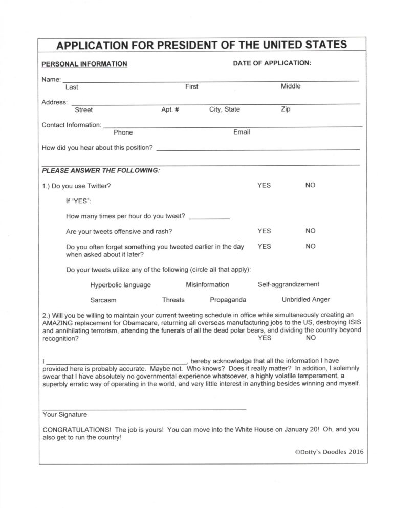 Donald Trump's Application for President